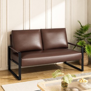 Hooseng 48.4" Loveseat Sofa, 2-Seater Living Room Couch with Premium Upholstery and Robust Metal Frame, Small Love Seat with Armrest for Home Office - 1 of 4