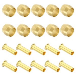 Unique Bargains Brass Compression Insert Plumbing Fitting Sleeves and Ferrules Gold - 1 of 4