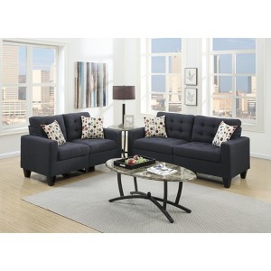 NicBex Couches for Living Room 2pc Sofa Set Polyfiber Tufted Upholstered Solid Pine Loveseat Sofa Couch with Pillows - 1 of 4