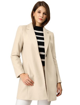 INSPIRE CHIC Women's Regular Fit Notched Lapel Long Sleeve Buttoned Classic Coat