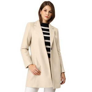 INSPIRE CHIC Women's Regular Fit Notched Lapel Long Sleeve Buttoned Classic Coat - 1 of 4