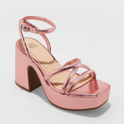 Pink Satin Weave Braid Women Wedge Sandals Peep Toe High Platform