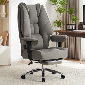 Efomao Big and Tall Office Chair 400lbs, Fabric Leather High Back Executive Office Chair with Footrest (Grey) - 1 of 1