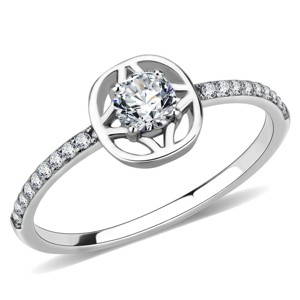 Slickblue Trendy Polished Stainless Steel Ring with Round Clear CZ - Minimalist Women's Accessory, Size 5-10 - 1 of 4