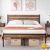 Garvee Bed Frame with Wood Headboard and Footboard, Metal Platform with Steel Slats, No Box Spring Needed, Under Bed Storage, Modern Farmhouse Style - 3 of 4