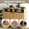 Fluted Cabinet Sideboard with Door&Adjustable Shelves, 35" Large Kitchen Buffet Storage Cabinet with Open Storage - 4 of 4