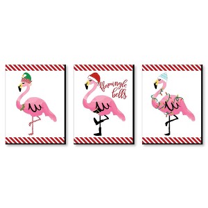 Big Dot of Happiness Flamingle Bells - Tropical Christmas Wall Art and Holiday Decorations - 7.5 x 10 inches - Set of 3 Prints - 1 of 4
