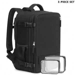 HTUTWOO 1pc Casual Large Capacity Travel Backpack, Simple Laptop Bag For Travel, Lightweight Zipper Backpack,Preppy School Bag,Back to School Bag - 1 of 4