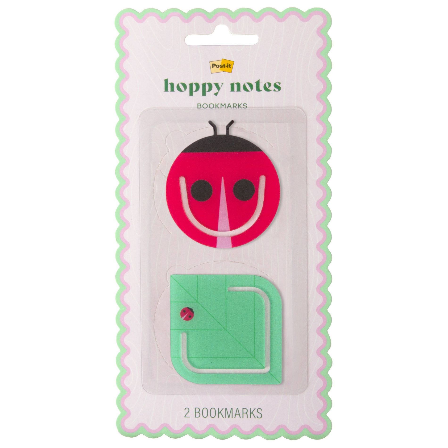 Post-it 2pk Hoppy Notes Ladybug and Green Leaf Bookmarks