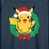 Women's - Pokémon - Pikachu Lights Wreath Lightweight French Terry Wide Neck Long Sleeve Graphic Shirt - 2 of 4