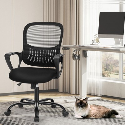 ALEXOUN Mesh Rolling Task and Office Chairs with Flip-up Arms  & Wheels,Comfortable Lumbar Support,Comfy for Home,Bedroom,Study,Student,