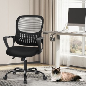 ALEXOUN Mesh Rolling Task and Office Chairs with Flip-up Arms  & Wheels,Comfortable Lumbar Support,Comfy for Home,Bedroom,Study,Student, - 1 of 4