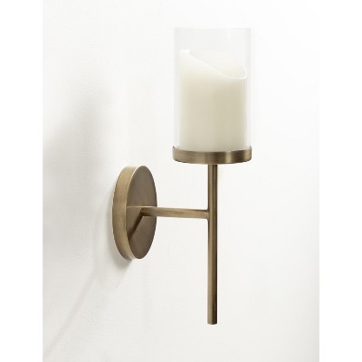 Antique Brass Metal Wall Sconce with Glass Cylinder