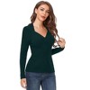 Womens Deep V Neck Pullover Sweater Front Twist Halter Style Ribbed Knit Sweater Fall Tops for Lady - 3 of 4