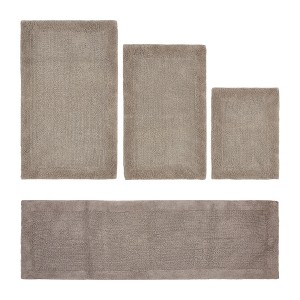 Edge Bath Rug 100% Premium Cotton Ultra-Soft Water Absorbent Tufted Solid Reversible 4 Piece Bathroom Rug Set for Machine Washable Bathmat - 1 of 2
