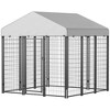 PawHut Outdoor Dog Kennel with Roof, Welded Wire Dog Playpen Enclosure with Escape-proof Lock, UV-Resistant & Waterproof Cover, 6' x 6' x 6', Silver - 4 of 4