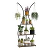 Artloge 5 Tier Tall Vase Shape Plant Stand Indoor Industrial Style Metal Wood Plant Shelf with Hanging Hooks for Home, Living Room, Balcony, Bedroom - 2 of 4