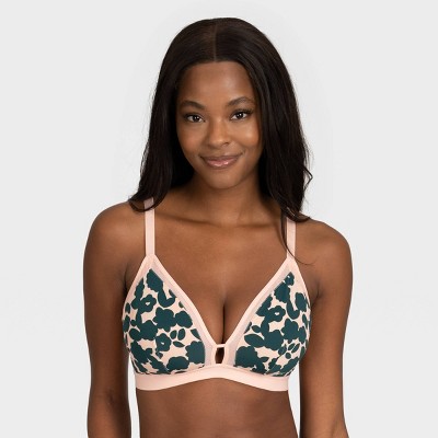 All.You.LIVELY Women's Busty Floral Print Mesh Trim Bralette - Pink/Green 1