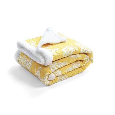 50" x 60" Single Elephant Parade Sherpa Throw Yellow - Lush Décor