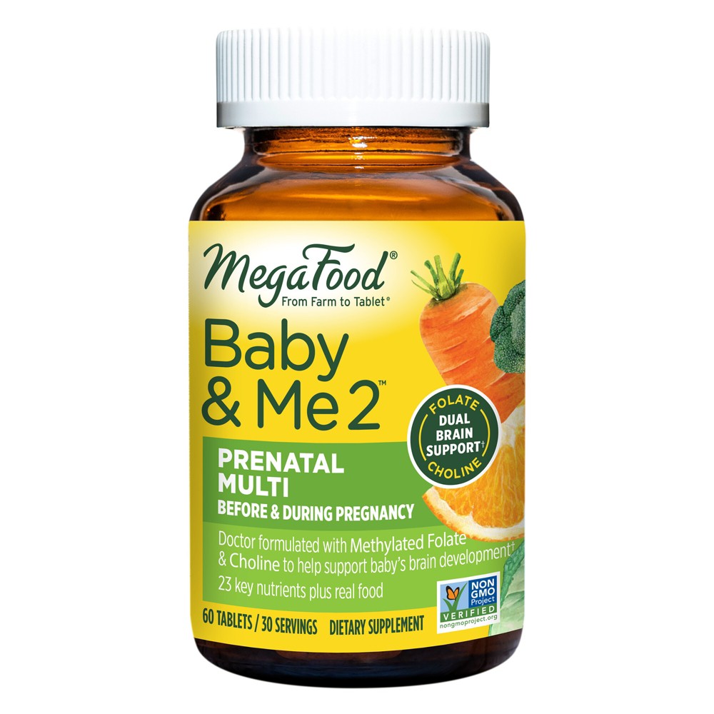 Photos - Vitamins & Minerals MegaFood Baby & Me 2 with Choline, Folate & Iron, Prenatal Multivitamin Ve 