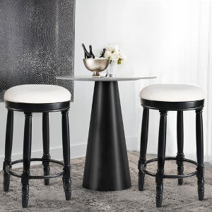 26" Counter Height Bar Stools Set of 2, 360¡ã Swivel Wooden Barstools with Fabric Upholstered Seat, Kitchen & Dining Accent - 1 of 4