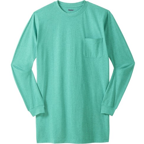 KingSize Men's Big & Tall Shrink-Less Lightweight Long-Sleeve Crewneck Pocket T-Shirt