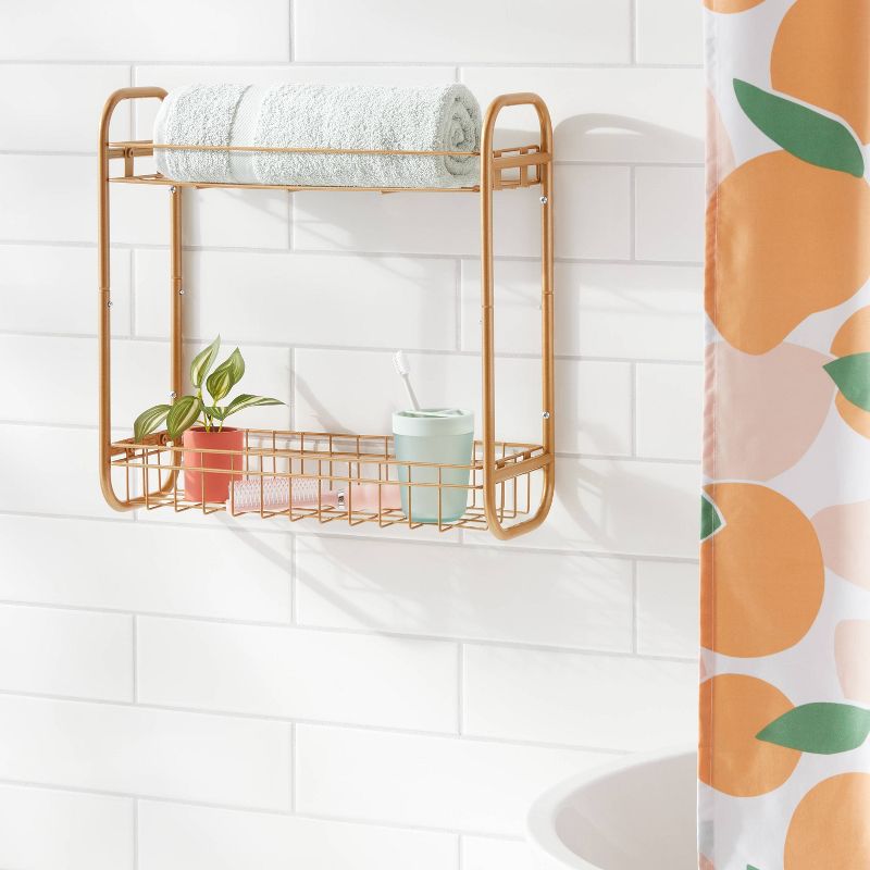 On The Wall 2 Tier Shelving Rack Metallic Gold - Room Essentials&#8482;, 3 of 6