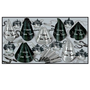 Beistle New Year Sparkling Silver Assortment of 125 items for 50 people Silver - 1 of 1