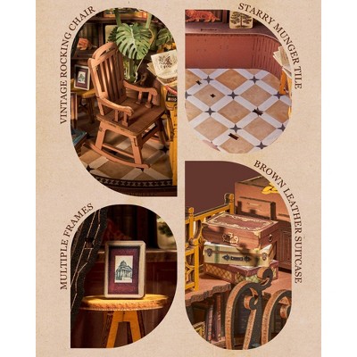 Детские куклы Etokfoks DIY Book Nook Kit Silent Corner Study 3D Puzzle British Style Bookend Bookshelf Decor 1 Kit Miniature Model for Adults — фото 8