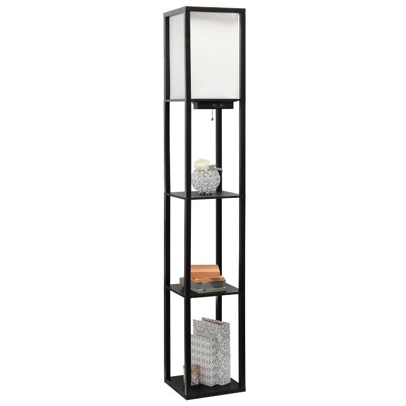 Floor Lamp Etagere Organizer Storage Shelf with 2 USB Charging Ports and Linen Shade - Simple Designs, 5 of 14