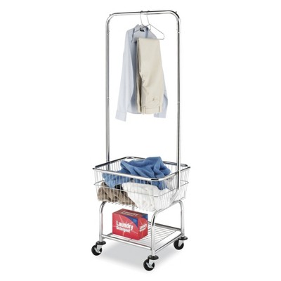 Whitmor Chrome Rolling Laundry Butler with Valet Bar