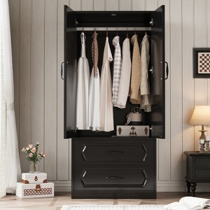 Buenhomino Armoire Wardrobe Closet with 2 Drawers & 2 Door, Armoires and Wardrobe with Hanging Rod, Wardrobe Cabinet for Bedroom - 1 of 4