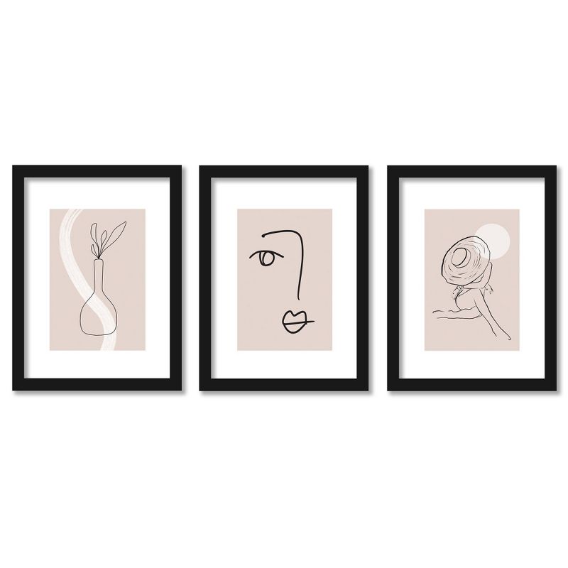 Americanflat Minimalist Modern (Set Of 3) Minimal Outlines By Word Up Creative Framed Triptych Wall Art Set, 1 of 5