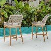 PURPLE LEAF Bar Stools Set of 2 Height Metal Bar Chairs with Back Modern Aluminum Tall Comfy Wicker Woven Boho Barstools Garden Pool Patio Outdoor - 3 of 4