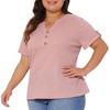 Agnes Orinda Women's Plus Size V Neck Short Sleeve Buttons Loose Casual Waffle Tunic Blouses - 2 of 4