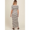 PinkBlush Ivory Black Striped Knit Short Sleeve Maternity Maxi Dress - 3 of 4