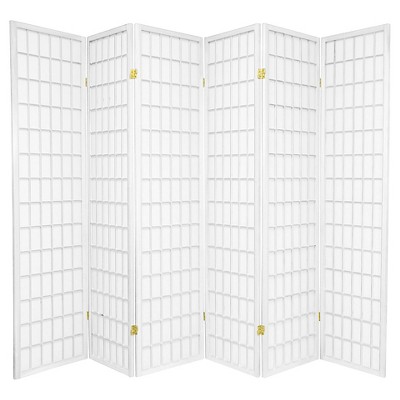 6 ft. Tall Window Pane Shoji Screen - White (6 Panels)