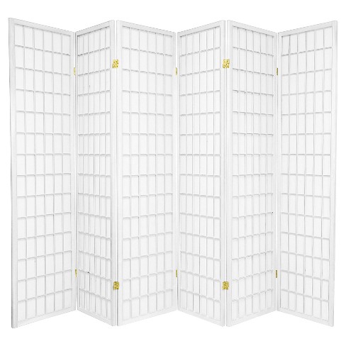 Oriental Furniture 6' Tall 6 Panel Window Pane Shoji Screen White ...