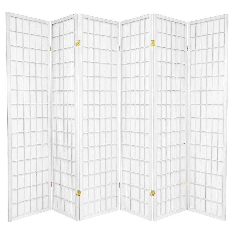 6 ft. Tall Window Pane Shoji Screen - White (6 Panels), 1 of 6