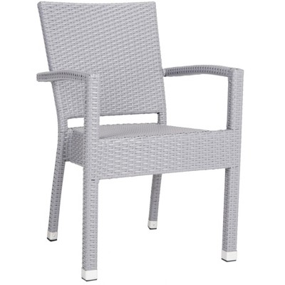 Kelda Gray Wicker Stacking Arm Chairs Set of 2