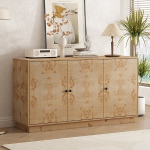 Sideboard Buffet Cabinet, Kitchen Pantry Storage Cabinet With Metal Handles, 3 Doors, Solid Wood Leg, Media Console - 1 of 4