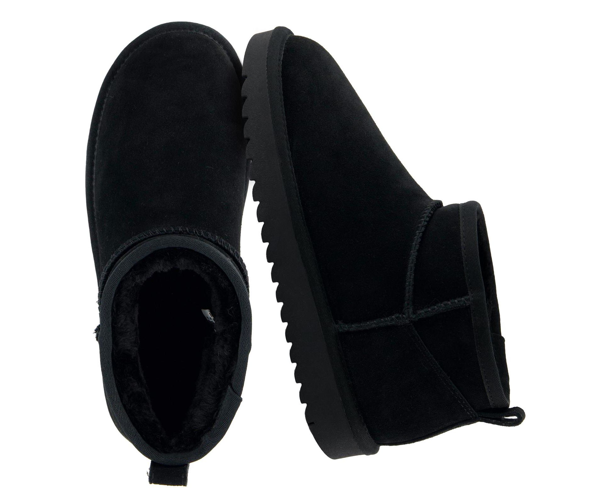 CUSHIONAIRE Hip 2 Genuine Suede Ankle Boots for Women, Cozy Faux Shearling Lining Pull On Winter Womens Boots