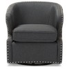 Baxton Studio Finley Mid-Century Modern Fabric Upholstered Swivel Armchair - Gray : Polyester, Wood Frame, 250lb Capacity - 2 of 4
