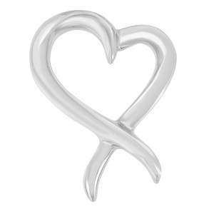 Haus of Brilliance Silver Open Heart-Shaped Awareness Ribbon Pendant Necklace - 1 of 4