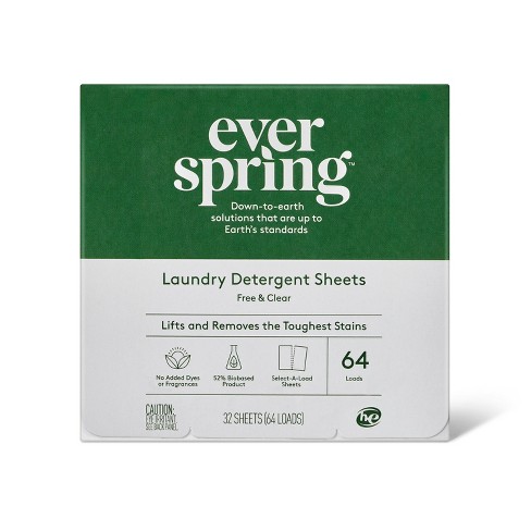 Free & Clear Laundry Detergent Sheets - 64 Loads - Everspring