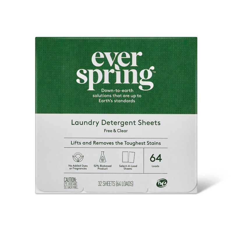 Free &#38; Clear Laundry Detergent Sheets - 64 Loads - Everspring&#8482;, 1 of 7