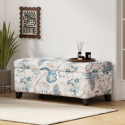 39'' Floral Upholstered Storage Ottoman with Soft-Close Hinges,Multi-Functional Bench for Bedroom or Living Room-Cuddlewood