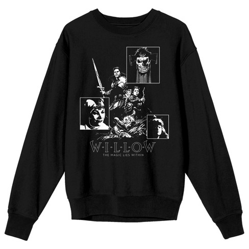 Willow Black White Character Collage Crew Neck Long Sleeve Men s Black Sweatshirt 3XL