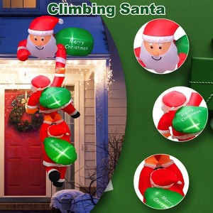8 Foot Giant Inflatable Santa with 3 Santa Designs + 3 "Merry Christmas" Signs, Quick Plug-In Inflation, Waterproof Material, 4 Suction Cups & 6 Ropes - 1 of 4
