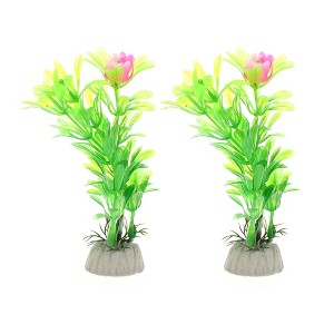 Unique Bargains Aquarium Plastic Plants for Fish Tank Landscape Decoration 2 Pcs Green - 1 of 4